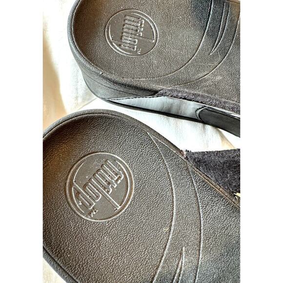 FITFLOP Pietra Bejeweled Slip On Patent Leather Sandals Thongs Size 7 - Picture 7 of 8